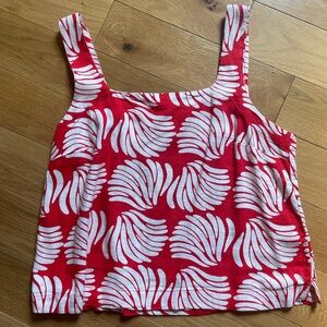 a new day Red and White Patterned Tank Top